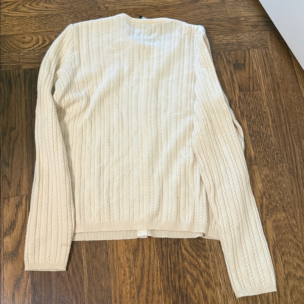 Ralph Lauren Collection Classics 100% Cashmere Cable Knit Cardigan Size L Cream - Picture 5 of 5